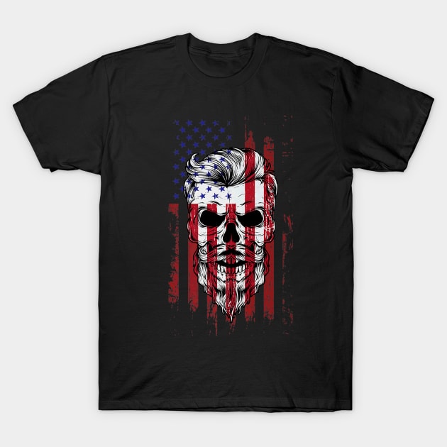 Flag Beard Skull T-Shirt by Feliz ZombiePunk